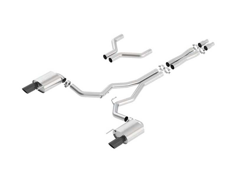 Borla 140629BC S-Type 3" Cat-Back Exhaust With X-Pipe with Black Tip for 2015-2017 Mustang GT Coupe