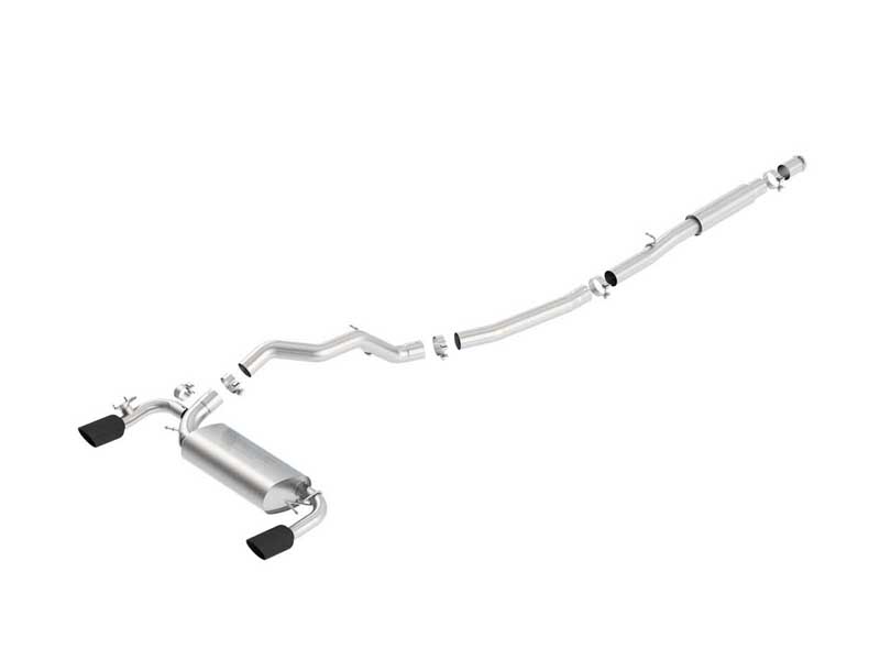 Borla 140702BC S-Type 3" Cat-Back Exhaust Round 4" Black Tip for 2016-2018 Focus RS  2.3 Hatch