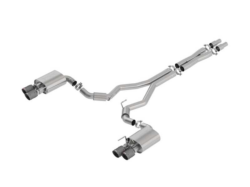 Borla 140742CFBA S-Type 3" Cat-Back Exhaust With X-Pipe With Carbon Fiber Tips 2018-2023 Mustang GT