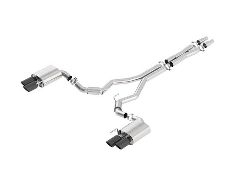 Borla 140745BC S-Type 3" Cat-Back Exhaust With X-Pipe with Black Tip for 2018-2023 Mustang GT