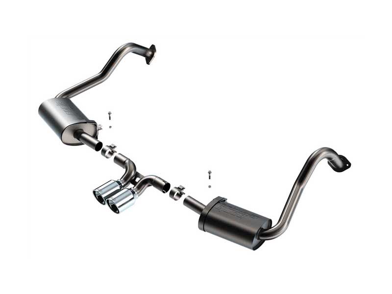 Borla 140817 S-Type 2.25-in Cat-Back Exhaust Round 4-in Chrome Tip for 2017-2023 Cayman/Boxster 718 