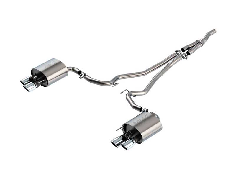 Borla 140827 S-Type 2.25-in Cat-Back Exhaust With Valves Round Chrome Tip for 2019-2023 Mustang 2.3T