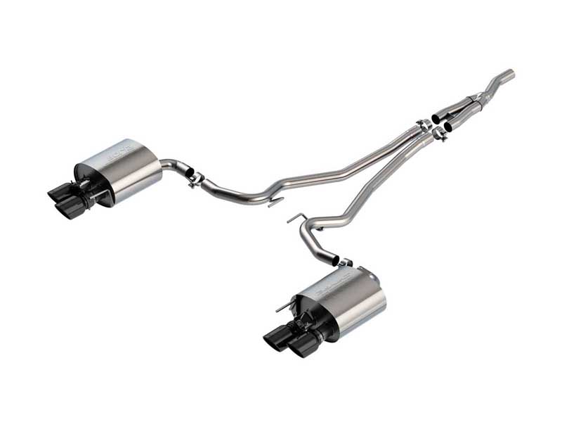 Borla 140827BC S-Type 2.25-in Cat-Back Exhaust with Round 4-in Black Tip for 2019-2023 Mustang 2.3T
