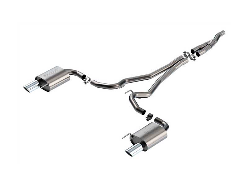 Borla 140979 S-Type 2.5" Cat-Back Exhaust (Non-Active) W/4" Chrome Tips, 2024+ Mustang 2.3L Ecoboost