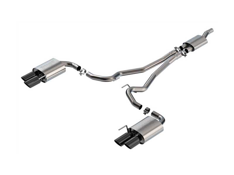 Borla 140981BC S-Type 2.5" Cat-Back Exhaust with Quad 4" Black Tips, 2024+ Mustang 2.3L Ecoboost