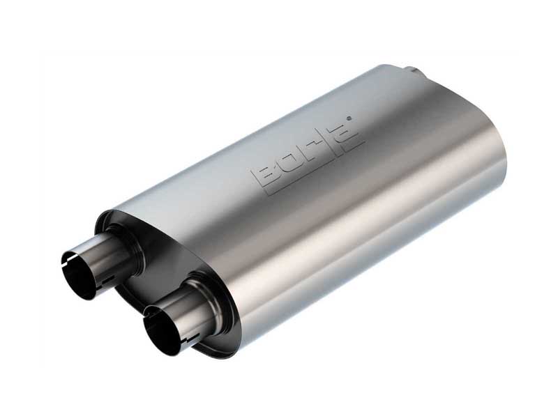 Borla 400499 Specialty Muffler 3-in,2.5-in 19-inx10.25-inx 6-in Oval Transverse Notched with Tip