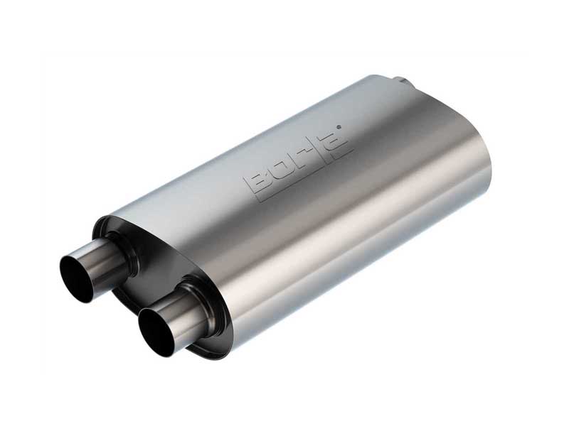 Borla 40474 Specialty Muffler 3-in In/2.5-in Out 19-inx10.25-inx 6-in Oval Transverse Un-Notched wit