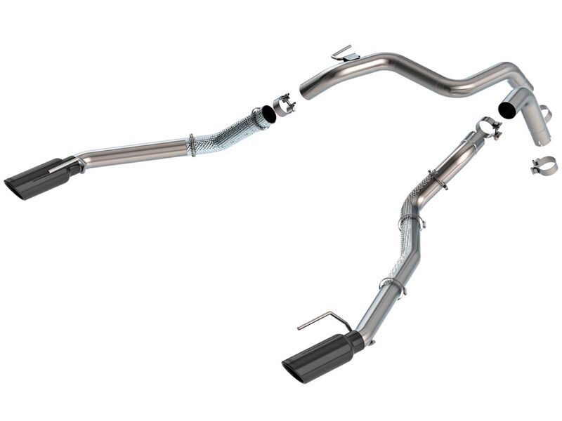 Borla 60743BC Stainless 2.75" Tail Pipe Kit with Brawler 4" Black Chrome Tips, 2024+ Ranger Raptor