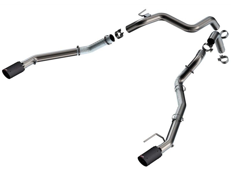 Borla 60743CFBA Stainless 2.75" Tail Pipe Kit with Brawler 4" CF Tips for 2024+ Ford Ranger Raptor