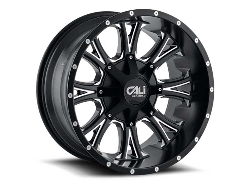 Cali 9101-22476M Americana 9101 SB 22x14 Milled Spokes Satin Black 8x165.1/8 On170 BP -76 Offset
