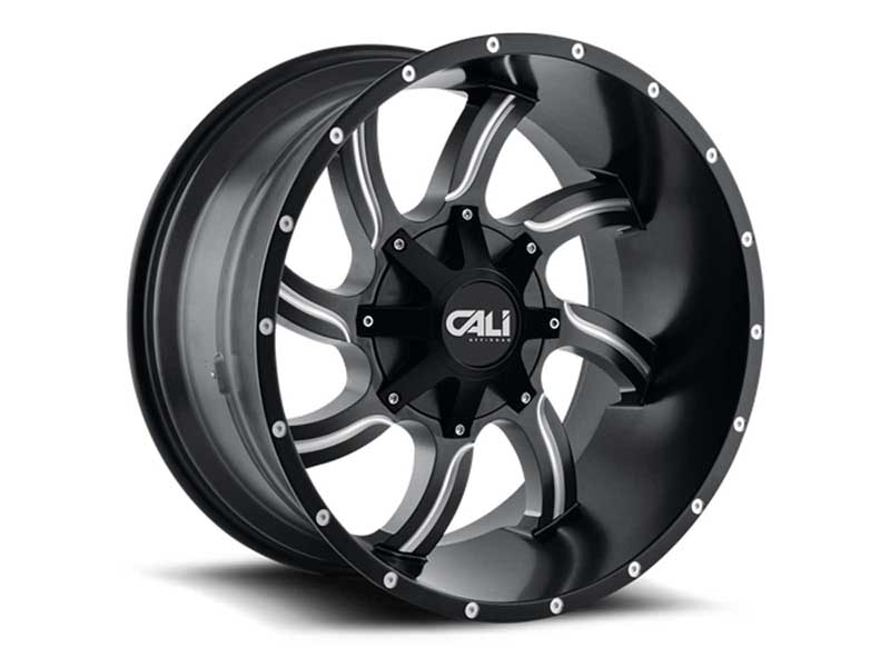 Cali 9102-2997M18 Twisted 9102 SB 20x9 Milled Spokes Satin Black 5x139.7/5 On150 BP 18 Offset