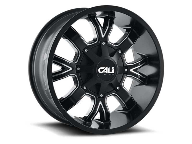 Cali Offroad 9104-22152M Dirty 9104 SB 22x10 Milled Spokes Satin Black 5x127/5 On139.7 BP -19 Offset