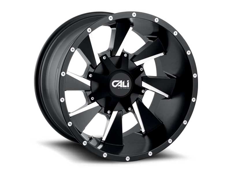 Cali 9106-24237M Distorted 9106 SB 24x12 Milled Spokes Satin Black 6x135/6 On139.7 BP -44 Offset