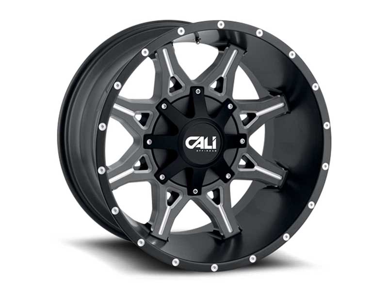 Cali 9107-2937M18 Obnoxious 9107 SB 20x9 Milled Spokes Satin Black 6x135/6 On139.7 BP 18 Offset
