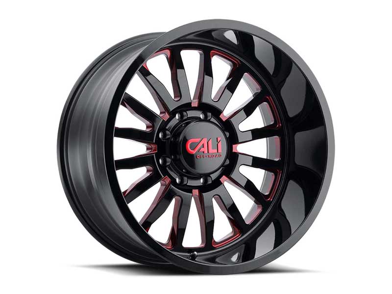 Cali 9110-22285BTR Summit 9110 GB-RD 22x12 Red Milled Spokes Gloss Black 5x139.7 BP -51 Offset