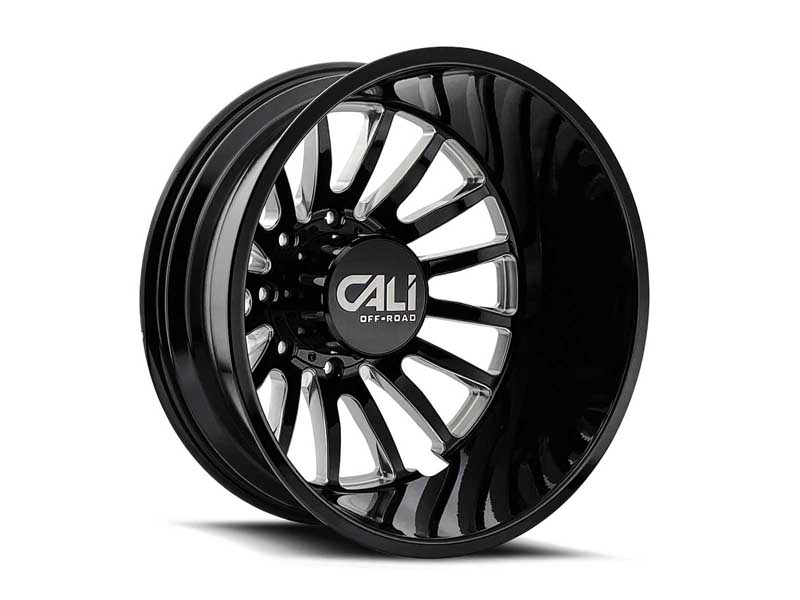 Cali 9110D-2870BMR192 Summit Dually 9110D GB 20x8.25 Milled Spokes Gloss Black 8x170 BP -192 Offset