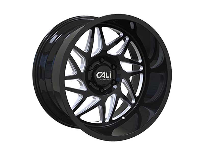 Cali Offroad Wheels 9112-2173BM Gemini 9112 GB 20x10 Milled Spokes Gloss Black 5x127 BP -25 Offset