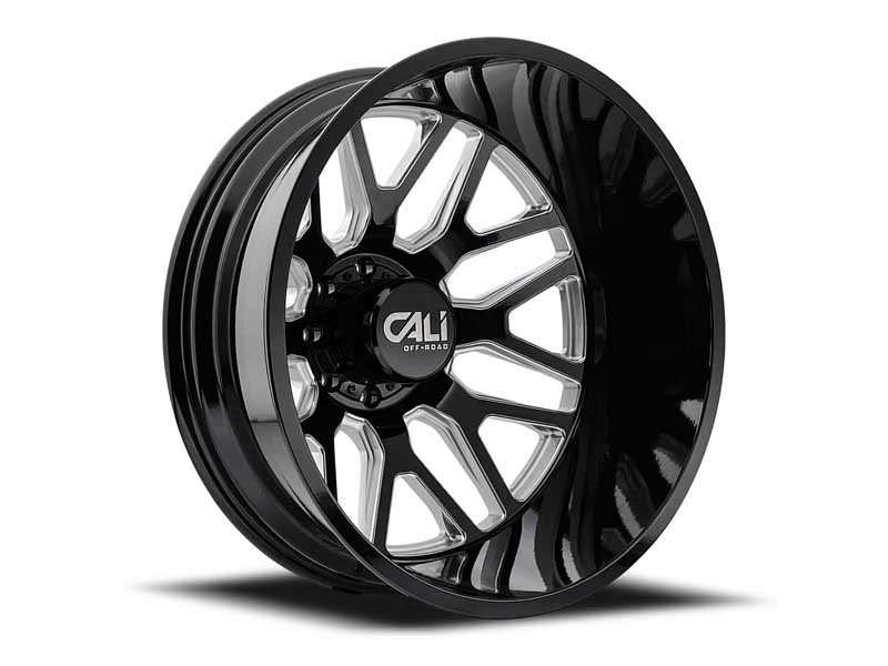 Cali 9115D-22881BMR192 Invader Dually 9115D GB-M 22x8.25 Milled Spokes Gloss Black 8x165.1  -192 O/S
