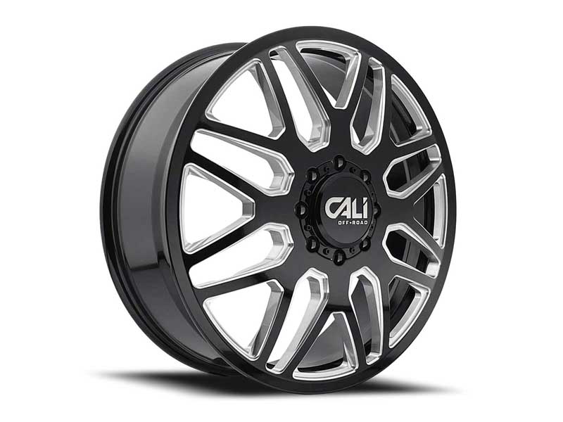 Cali 9115D-24877BMF115 Invader Dually 9115D GB-M 24x8.25 Milled Spokes Gloss Black 8x200 BP 115 O/S
