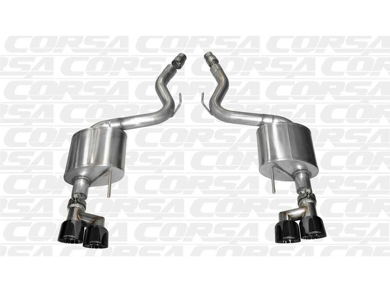 Corsa 14334BLK Sport 3-Inch Axle Back Exhaust with Black Quad Tips for 2015-2017 Ford Mustang GT 5.0