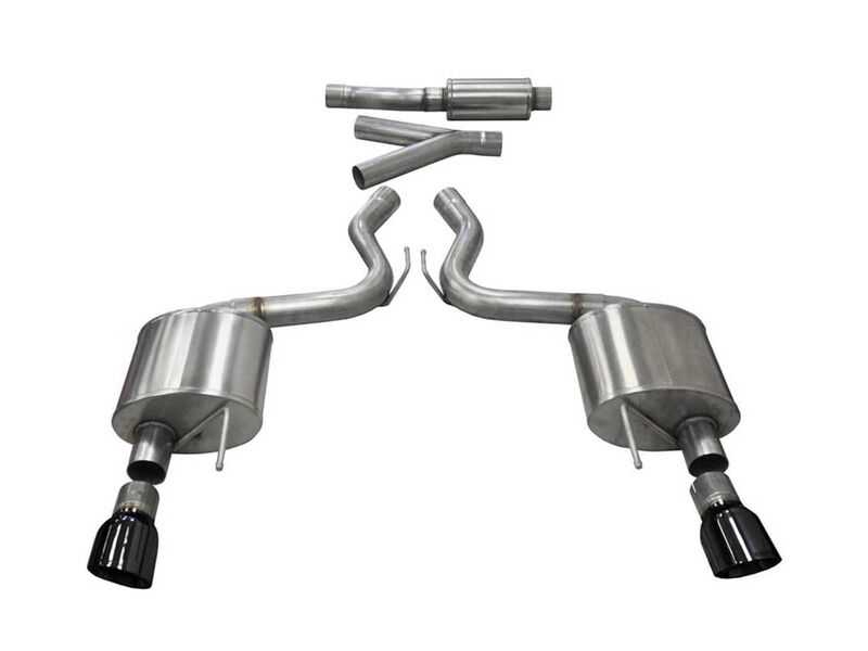 Corsa 14343BLK Sport 3" Cat-Back Exhaust Dual Rear Exit Black Tips for 2015-17 Mustang EcoBoost 2.3T