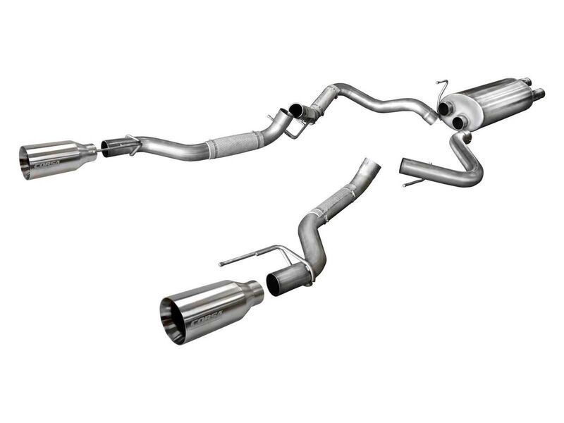 Corsa 14397 Sport Cat-Back Exhaust Dual Rear Exit with Satin Polished Tip for 2017-2020 F150 Raptor