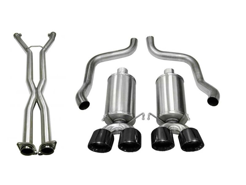 Corsa 14470CBBLK Sport 2.5" Cat-Back Exhaust with Twin 4" Pol Pro-Ser Tips for 2009-13 Corvette 6.2