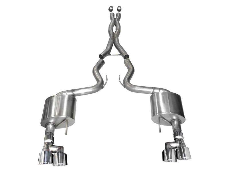 Corsa 21042 Sport 3" Sport Cat-Back Exhaust Dual Rear Exit 4" Polished Tip for 2018-2023 Mustang 5.0