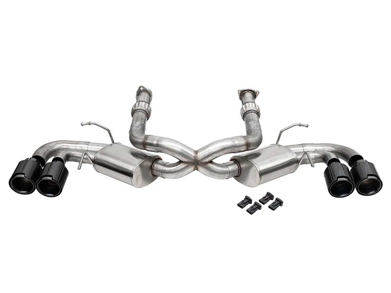 Corsa 21108CFBLK Sport 3" Cat-Back Exhaust with 4.5" Black PVD Carbon Fiber Tips for 2020+ Corvette