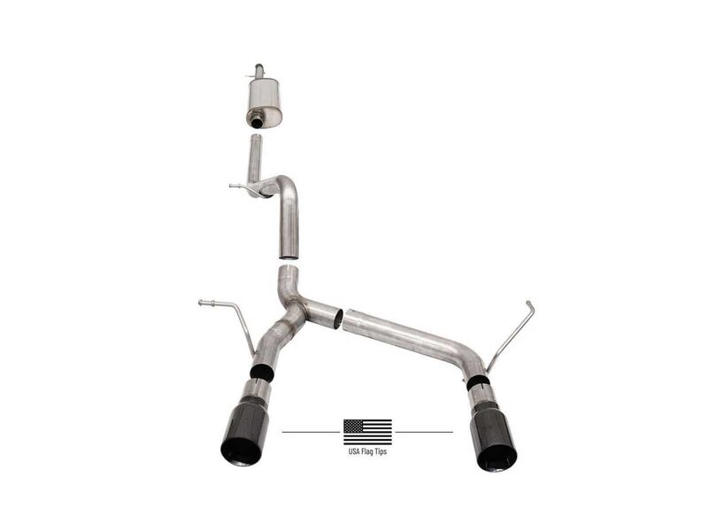 Corsa 21122BLKUSA Sport 2.75" Cat-Back Exhaust with American Flag Tips, 2007-18 Wrangler JKU 3.6/3.8