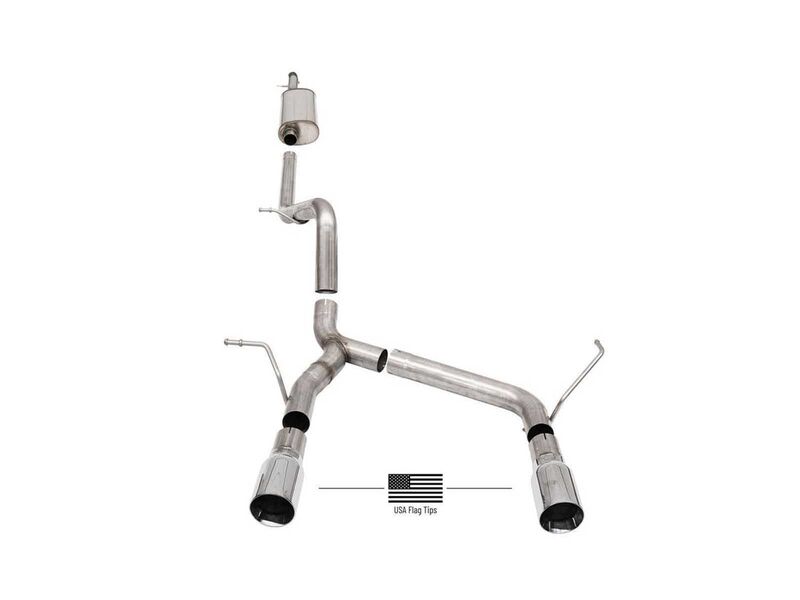 Corsa 21122USA Sport 2.75" Cat-Back Exhaust with American Flag Tips for 2007-18 Wrangler JKU 3.6/3.8