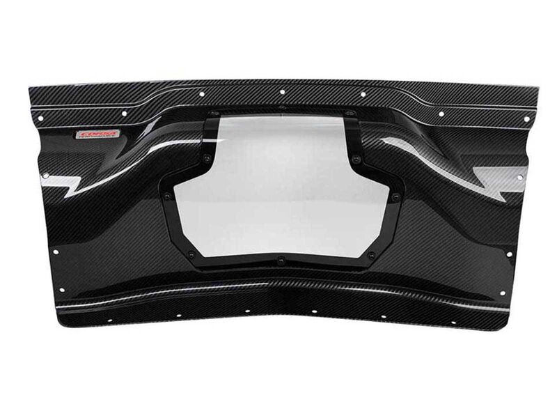 Corsa 44009 Carbon Fiber Air Intake Trunk Panel with Polycarbonate for 2020-Up Corvette C8/Z06
