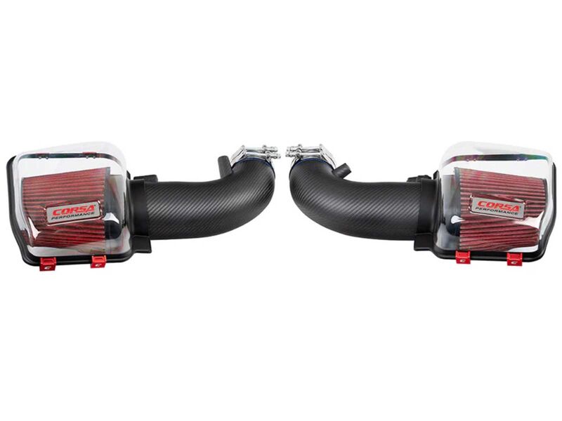 Corsa 44013DMT Carbon Fiber Matte Air Intake Lid with DryTech Air Filters for 2024+ Mustang GT 5.0