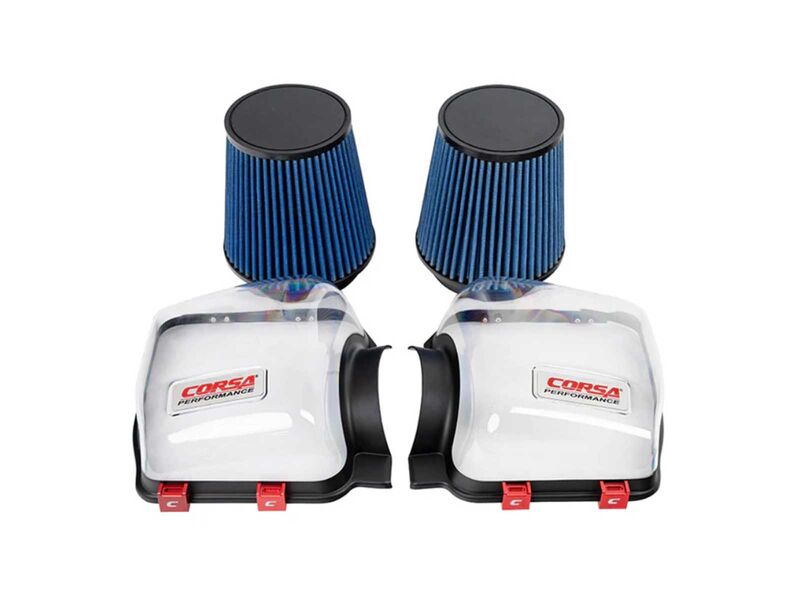 Corsa 44015 Clear Lids & Oiled Filters for 2024-Up Ford Mustang GT 5.0