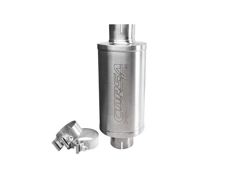Corsa PKM2005 Stainless Steel 2.5-inch Pro Series Packed Resonator (Slip Fit) (6-8DB) with 2 Clamps