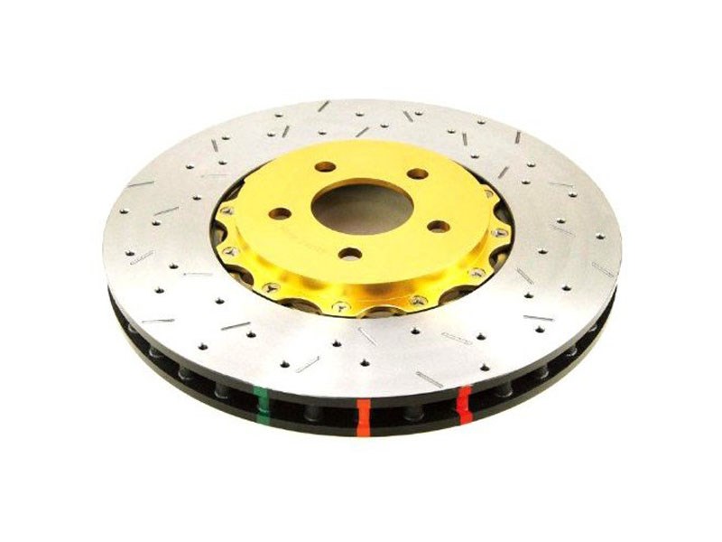 DBA 52020GLDXS 5000 Series Drilled+Slotted 2-Pc Rotor Gold, Front 2005-2006 Pontiac GTO