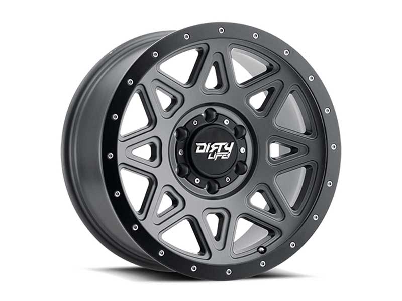 Dirty Life Wheels 9305-7981MGT Theory Matte Gunmetal W/Matte Black Lip 17X9 8-165.1 -12mm 130.8mm
