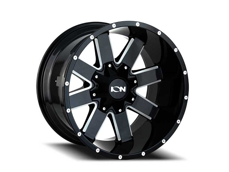 ION Wheels 141-2252M 141 GB 20x12 Milled Spoke Gloss Black 5 X 127/5 X 139.7 Bolt Pattern -44 Offset