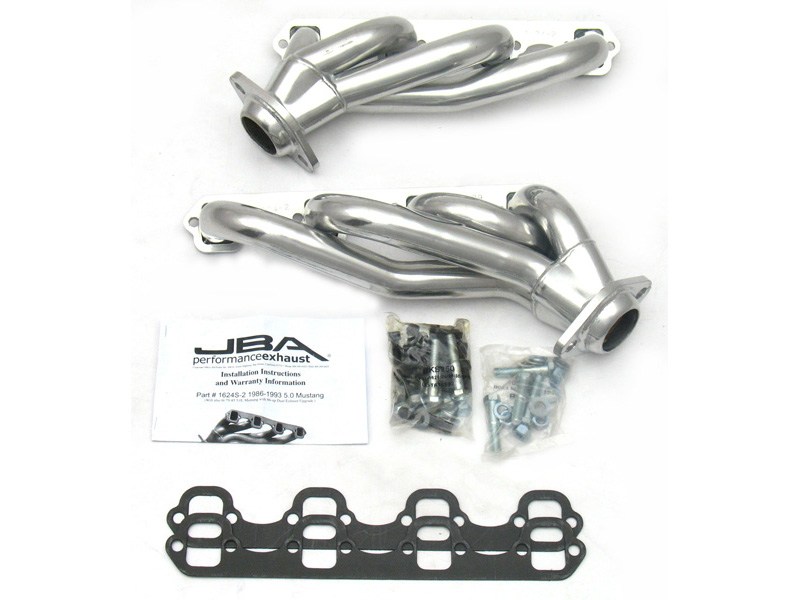 JBA 1624S-2JS 50-State Legal Silver Ceramic Headers For 1986-1993 Mustang 5.0 & 1986-88 Thunderbird