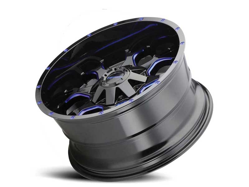 Mayhem Wheels 8015-7937BTB Warrior 8015 BL 17x9 Prism Blue Black -12 Offset 6 Lug 4.53 BSM 106 Bore