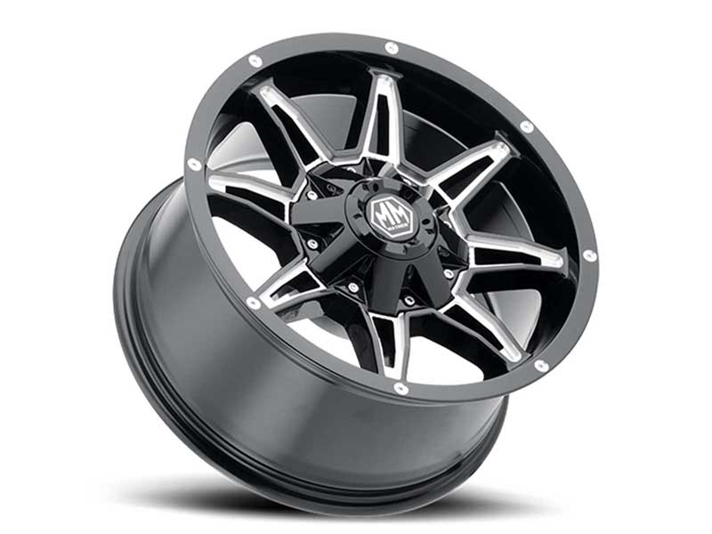 Mayhem Wheels 8090-7956M Rampage 8090 BK 17x9 Milled Spokes Black -12 OS 5 Lug 4.53BSM 87 Bore 114.3