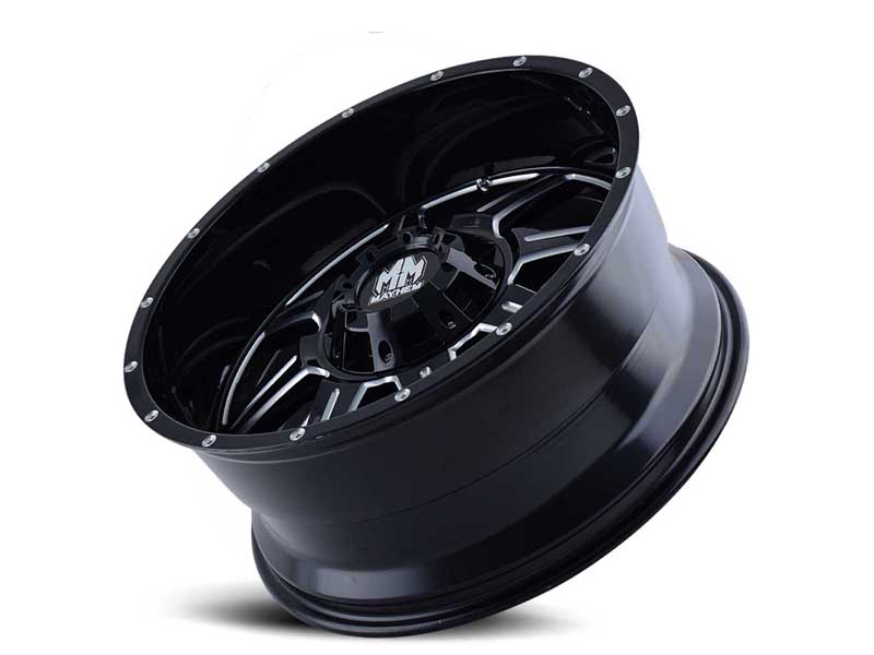 Mayhem 8100-22176M Monstir 8100 GB 22x10 Milled Spokes Black -19 O/S 8 Lug 4.75 BSM 130.8 Bore 165.1