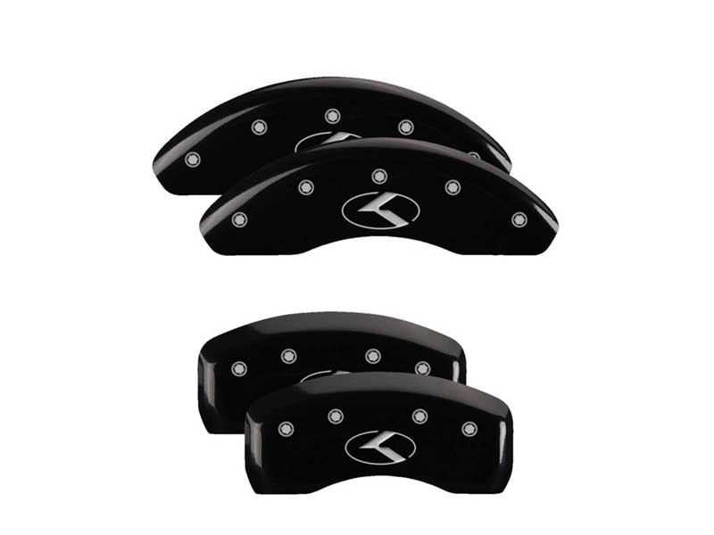 MGP Caliper Covers 21154SCRKBK Set Of 4 Caliper Covers Engraved Black with Silver 2011-2019 Sorento