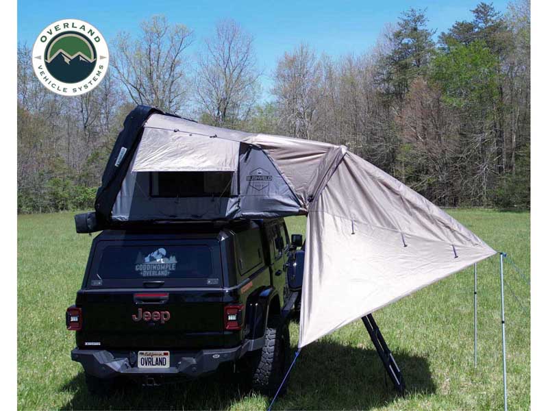 Overland Vehicle Systems 18189903 Hard Shell Roof Top Tent Awning Bushveld II for 2 Person