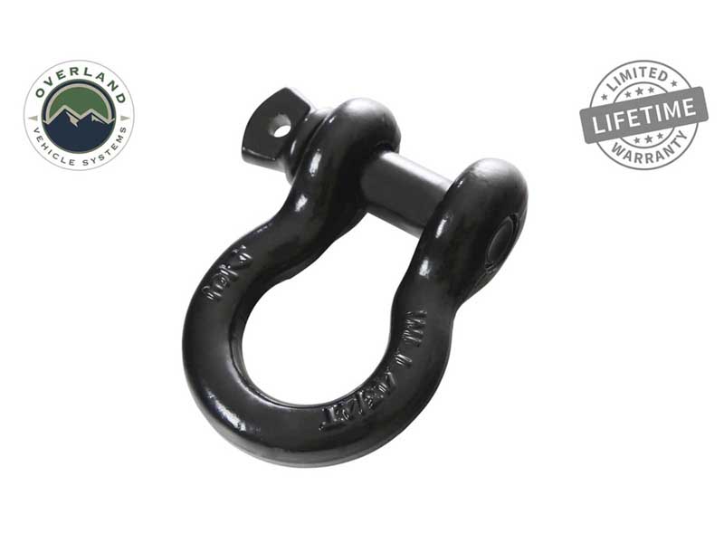 Overland Vehicle Systems 19019901 Recovery Shackle 3/4 4.75 Ton Black