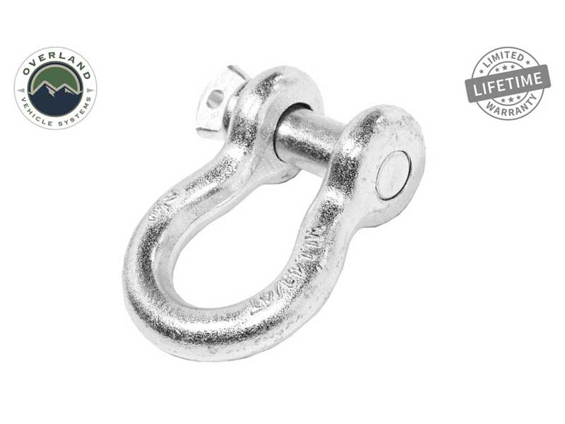 Overland Vehicle Systems 19019905 Recovery Shackle 3/4 4.75 Ton Zinc D Ring Recovery Shackle