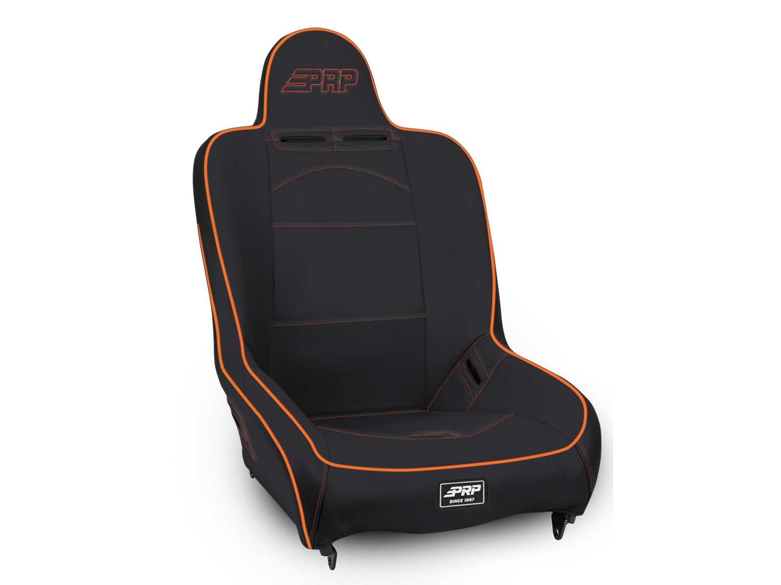PRP Seats A100110-201-207 Premier High Back Suspension Seat Black and Orange Vinyl