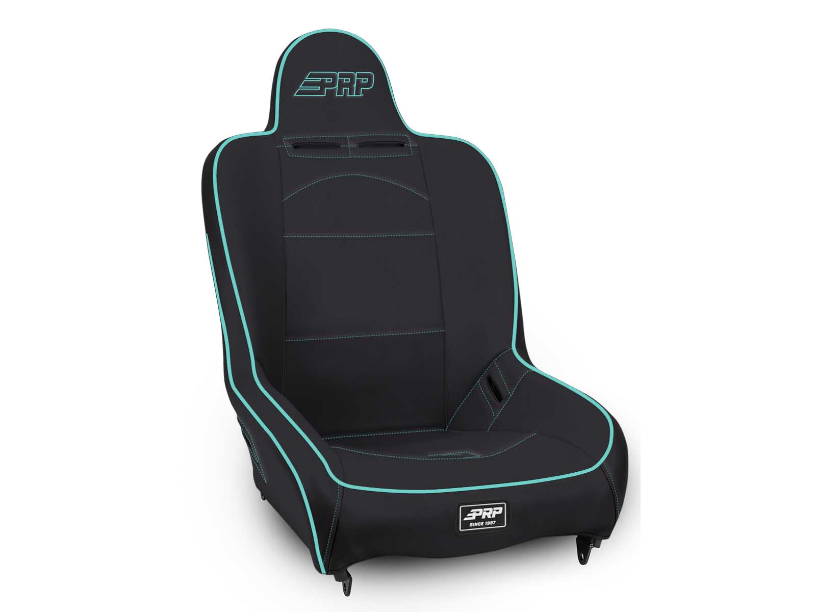 PRP Seats A100110-201-238 Premier High Back Suspension Seat Black and Teal Vinyl