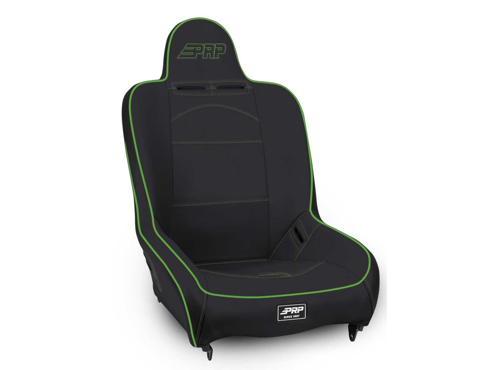 PRP Seats A100110-201-W Premier High Back Suspension Seat Black and Green Vinyl