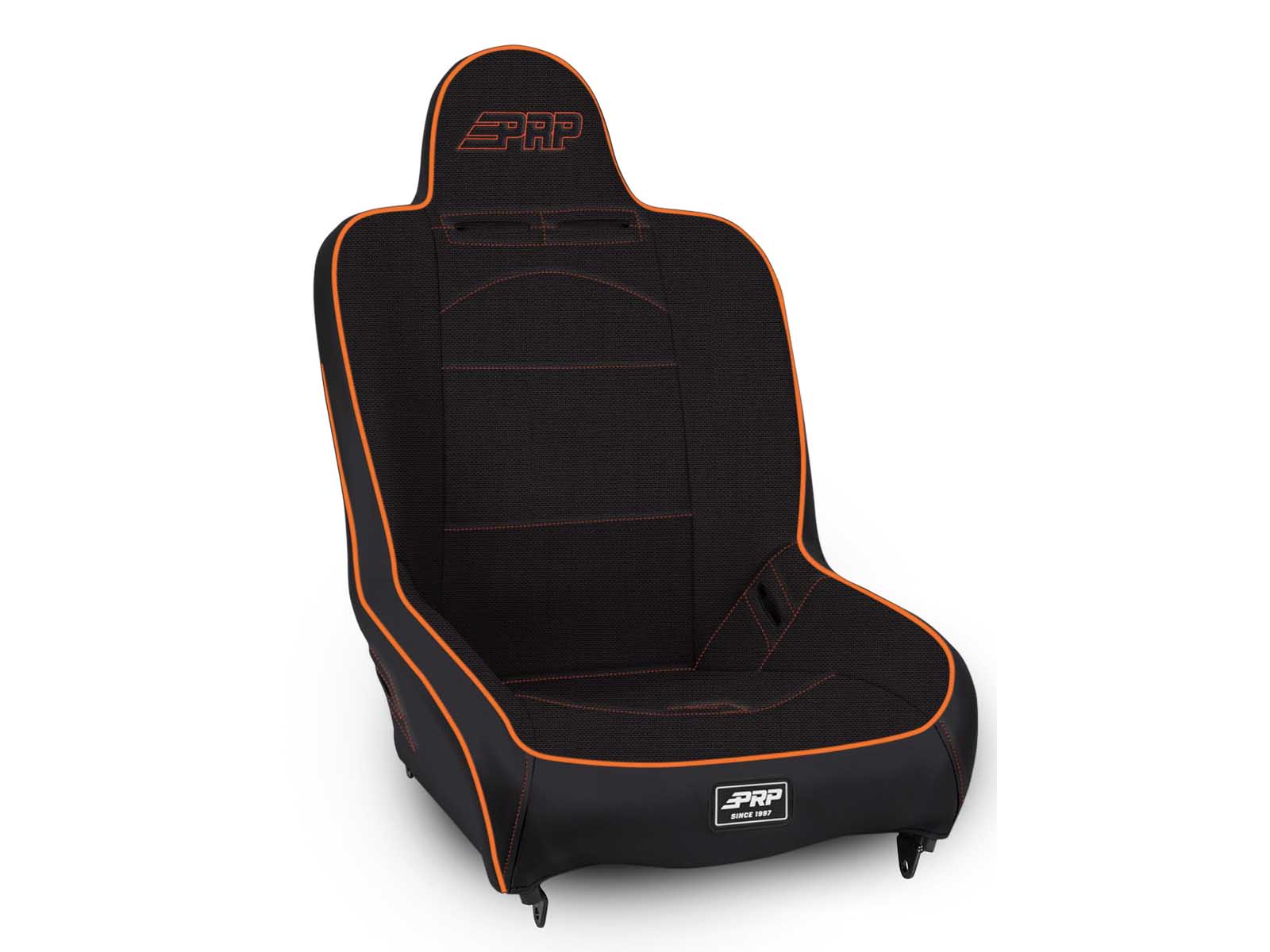 PRP Seats A100110-50-207 Premier High Back Suspension Seat Black and Orange Tweed